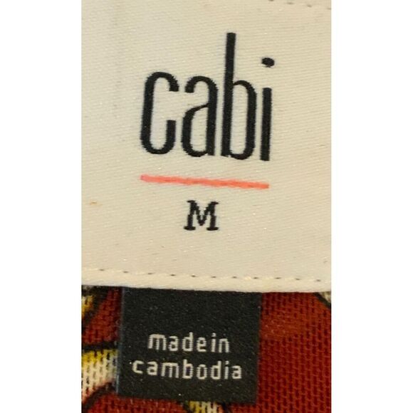 CAbi Red Geometric Long Sleeve Wrap Top Sz M Coach Cowgirl Chain Design Academia - Picture 13 of 15